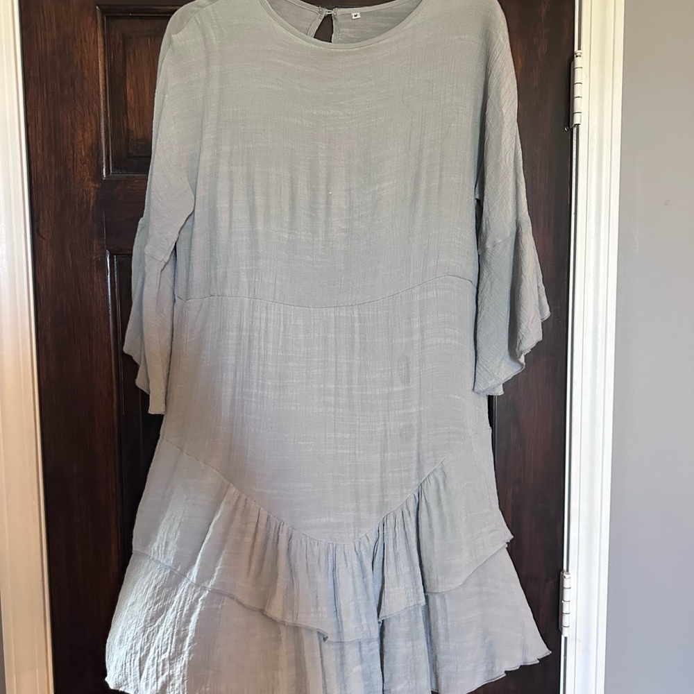Elegant Gray Ruffle Dress